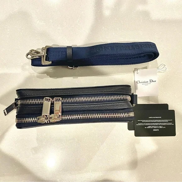 DIOR X AIR JORDAN 2020 Air Dior Wing Logo Zip-Around Crossbody Bag Navy - Picture 3 of 16